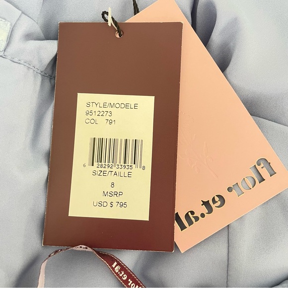 Flor et. al James Pleated Backless Gown Periwinkle Blue 8 NWT - Picture 15 of 17